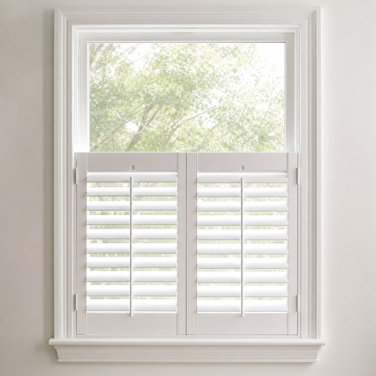 Cafe-style half shutter with open glass above